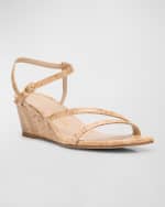 Image 5 of 6: Stuart Weitzman Oasis Cork Ankle-Strap Wedge Sandals