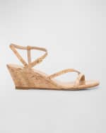 Image 1 of 6: Stuart Weitzman Oasis Cork Ankle-Strap Wedge Sandals