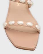 Image 4 of 6: Stuart Weitzman Pearlita Leather Two-Band Wedge Sandals