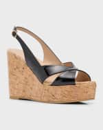 Image 5 of 6: Stuart Weitzman Carmen Patent Slingback Wedge Sandals