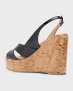 Image 3 of 6: Stuart Weitzman Carmen Patent Slingback Wedge Sandals