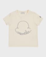 Image 1 of 3: Moncler Girl's Cord Appliqué Logo Short-Sleeve T-Shirt, Size 4-6