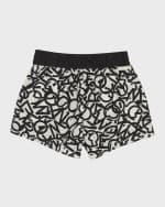 Image 2 of 3: Moncler Girl's Scattered Letters Logo-Print Shorts, Size 4-6