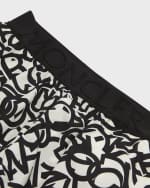 Image 3 of 3: Moncler Girl's Scattered Letters Logo-Print Shorts, Size 4-6