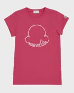 Image 1 of 5: Moncler Girl's Corded Logo Short-Sleeve T-Shirt Dress, Size 8-14