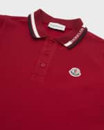 Image 3 of 3: Moncler Boy's Tipped-Collar Short-Sleeve Cotton Polo Shirt, Size 8-14