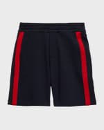 Image 1 of 3: Moncler Boy's Striped Logo Shorts, Size 4-6