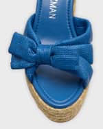 Image 4 of 6: Stuart Weitzman Sofia Linen Bow Wedge Espadrille Sandals