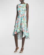 Image 2 of 6: Talbot Runhof Floral Garden Cotton Fil Coupe Sleeveless Dress