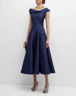 Image 5 of 6: Talbot Runhof Mikado Off-Shoulder Jacquard Gown