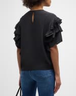 Image 5 of 6: FRAME Ruffle-Sleeve Blouse