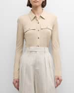 Image 2 of 6: FRAME Jersey Button-Front Shirt