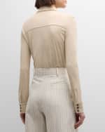 Image 4 of 6: FRAME Jersey Button-Front Shirt