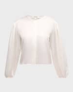 Image 1 of 6: FRAME Angled Inset-Sleeve Blouse