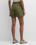 Image 3 of 5: FRAME Pleated Wide-Cuff Shorts
