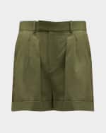 Image 1 of 5: FRAME Pleated Wide-Cuff Shorts
