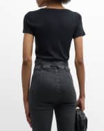 Image 4 of 6: FRAME Ribbed Scoop-Neck Baby Tee