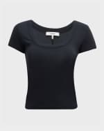 Image 1 of 6: FRAME Ribbed Scoop-Neck Baby Tee