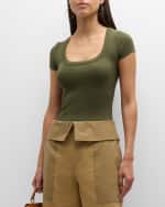 Image 3 of 6: FRAME Ribbed Scoop-Neck Baby Tee