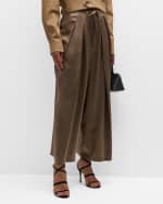 Image 2 of 6: FRAME Wide-Leg Cropped Silk Trousers