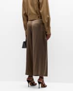 Image 4 of 6: FRAME Wide-Leg Cropped Silk Trousers