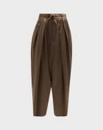 Image 1 of 6: FRAME Wide-Leg Cropped Silk Trousers