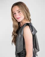 Image 4 of 4: Zoe Metallic Bow Stretch Knit Sleeveless Mini Dress, Size 8-16