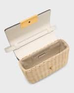 Image 5 of 6: Jimmy Choo Diamond Flap Raffia Top-Handle Bag