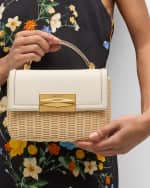 Image 3 of 6: Jimmy Choo Diamond Flap Raffia Top-Handle Bag