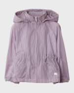 Image 1 of 2: Burberry Girl's Dhalia Wind-Resistant Hooded Jacket, Size 4-14