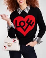 Image 1 of 5: kate spade new york katy small heart embellished leather crossbody bag