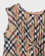 Image 3 of 3: Burberry Girl's Hettie Check-Print Pintucked Dress, Size 6M-2