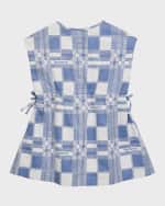 Image 2 of 3: Burberry Girl's Trevelle Windowpane Check Sleeveless Dress, Size 6M-2
