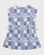 Image 1 of 3: Burberry Girl's Trevelle Windowpane Check Sleeveless Dress, Size 6M-2