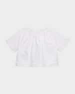 Image 2 of 3: Burberry Girl's Lucy Gathered Top W/ Logo Patch, Size 12M-2