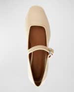 Image 3 of 3: Le Monde Beryl Linen Mary Jane Ballerina Flats
