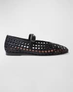 Image 1 of 3: Le Monde Beryl Woven Leather Mary Jane Ballerina Flats
