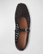 Image 3 of 3: Le Monde Beryl Woven Leather Mary Jane Ballerina Flats