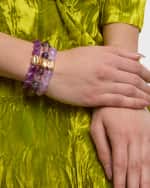 Image 2 of 5: Devon Leigh Amethyst and Jade Gold Accent Stretch Bracelets, Set of 3