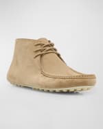 Image 5 of 6: Loro Piana Men's Dot Walk Suede Lace-Up Moccasin Loafers