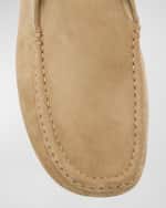 Image 4 of 6: Loro Piana Men's Dot Walk Suede Lace-Up Moccasin Loafers