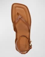 Image 4 of 4: Vince Samuela Leather Thong Ankle-Strap Sandals