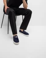 Image 2 of 6: Versace Men's Medusa Coin Suede Hybrid Loafers