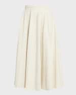 Image 1 of 6: Loro Piana Fumiko Pleated Wool Silk Linen Midi Skirt