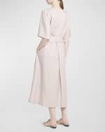 Image 3 of 6: Loro Piana Ariel Spring Linen-Wool Belted Midi Skirt