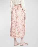 Image 4 of 6: Loro Piana Leah Blooms-Print Belted Silk Crepe De Chine Midi Skirt