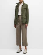 Image 5 of 6: Loro Piana Yurik Double-Pleated Straight-Leg Ankle Tasmanian Pants