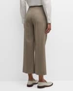 Image 4 of 6: Loro Piana Yurik Double-Pleated Straight-Leg Ankle Tasmanian Pants