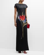 Image 5 of 5: CHRISTOPHER JOHN ROGERS Tulip Print Silk Shift Gown