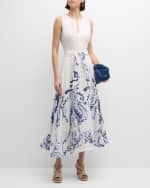 Image 1 of 6: Sara Roka Teama90 Animal-Print Linen Midi Dress